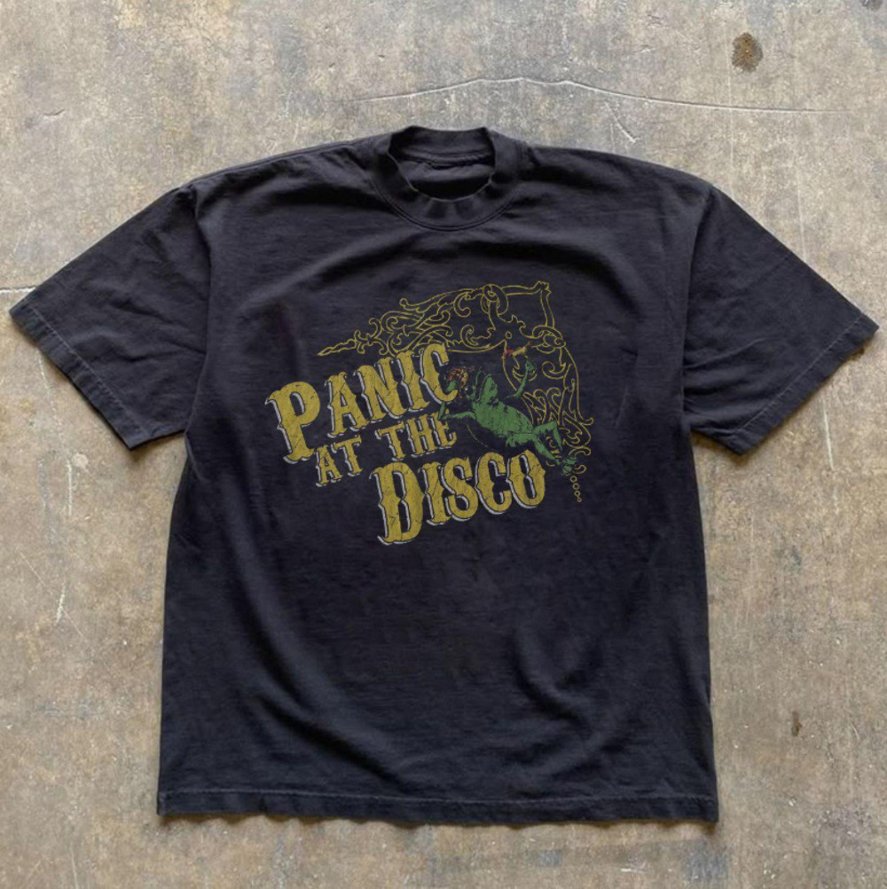 Panic At The Disco Vaudeville Swirl Emo Grunge Black Graphic Band T-Shirt